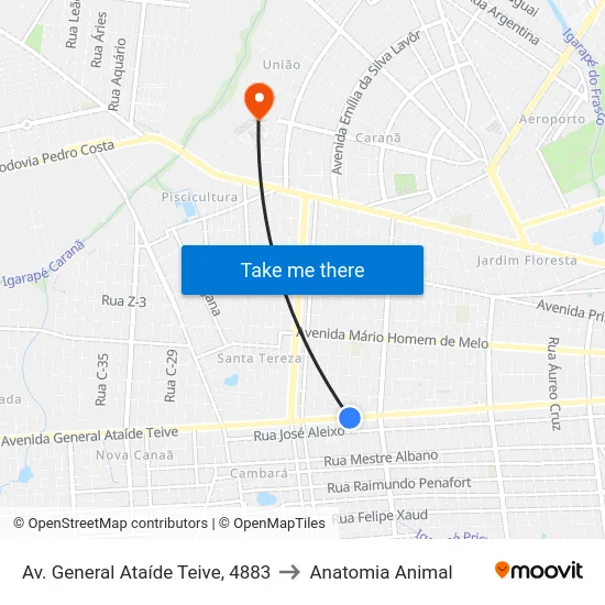 Av. General Ataíde Teive, 4883 to Anatomia Animal map