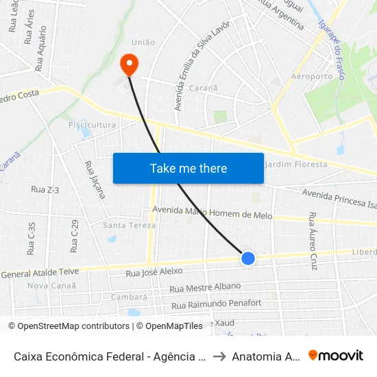 Caixa Econômica Federal - Agência Asa Branca to Anatomia Animal map