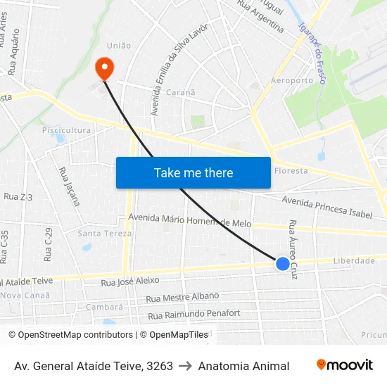 Av. General Ataíde Teive, 3263 to Anatomia Animal map