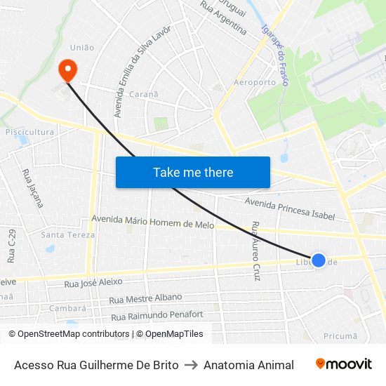 Acesso Rua Guilherme De Brito to Anatomia Animal map