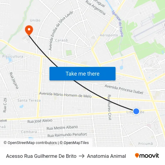 Acesso Rua Guilherme De Brito to Anatomia Animal map