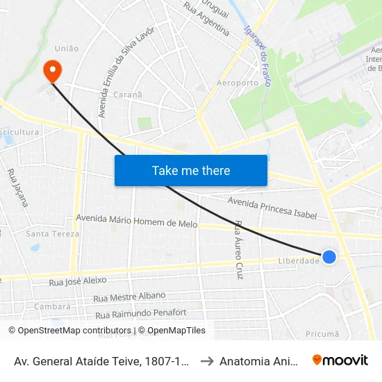 Av. General Ataíde Teive, 1807-1885 to Anatomia Animal map