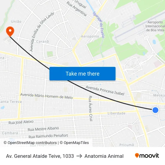 Av. General Ataíde Teive, 1033 to Anatomia Animal map