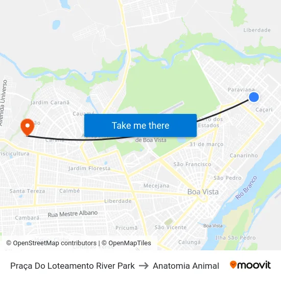 Praça Do Loteamento River Park to Anatomia Animal map