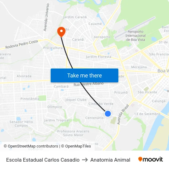 Escola Estadual Carlos Casadio to Anatomia Animal map