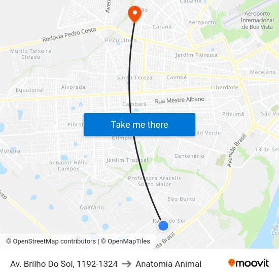 Av. Brilho Do Sol, 1192-1324 to Anatomia Animal map
