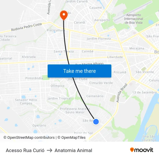 Acesso Rua Curió to Anatomia Animal map