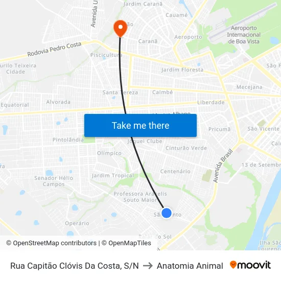 Rua Capitão Clóvis Da Costa, S/N to Anatomia Animal map