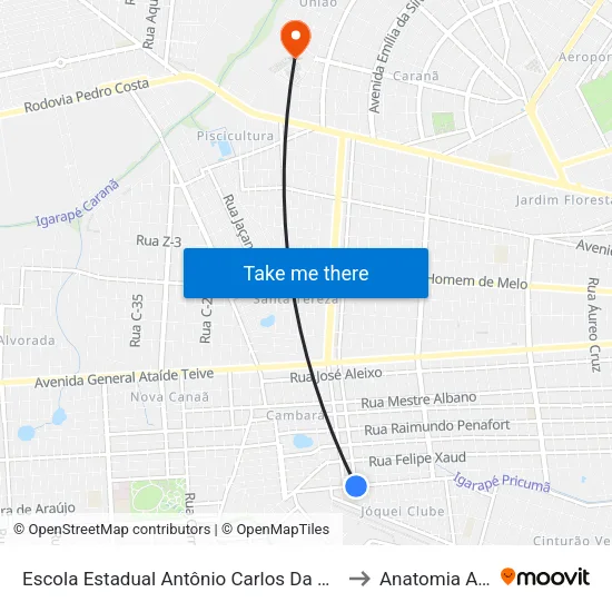 Escola Estadual Antônio Carlos Da Silva Natalino to Anatomia Animal map