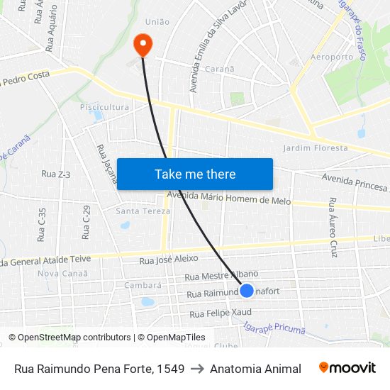 Rua Raimundo Pena Forte, 1549 to Anatomia Animal map