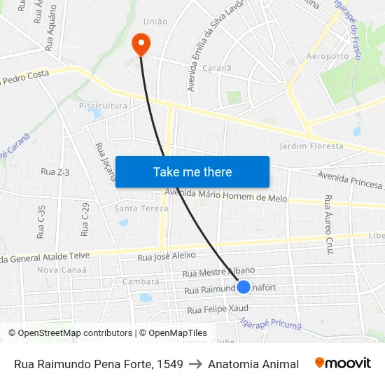 Rua Raimundo Pena Forte, 1549 to Anatomia Animal map