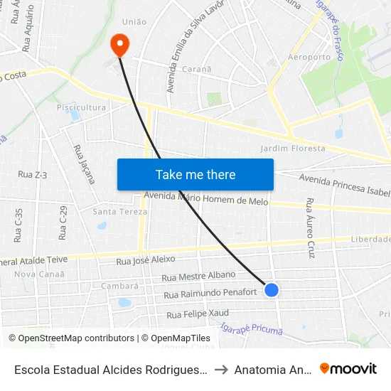 Escola Estadual Alcides Rodrigues Santos to Anatomia Animal map