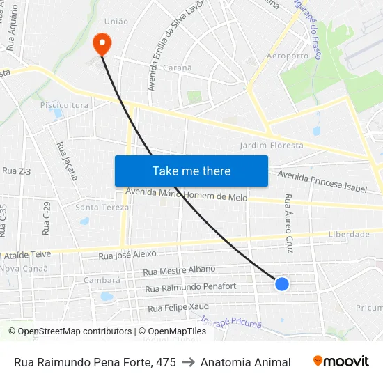 Rua Raimundo Pena Forte, 475 to Anatomia Animal map