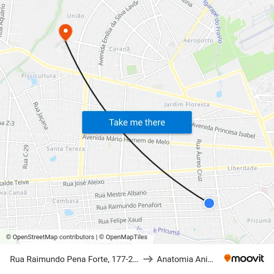 Rua Raimundo Pena Forte, 177-215 to Anatomia Animal map