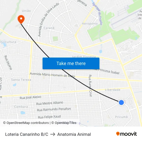 Loteria Canarinho B/C to Anatomia Animal map