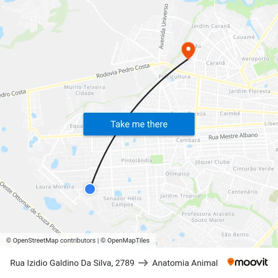 Rua Izidio Galdino Da Silva, 2789 to Anatomia Animal map