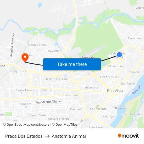 Praça Dos Estados to Anatomia Animal map
