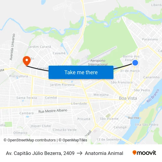 Av. Capitão Júlio Bezerra, 2409 to Anatomia Animal map
