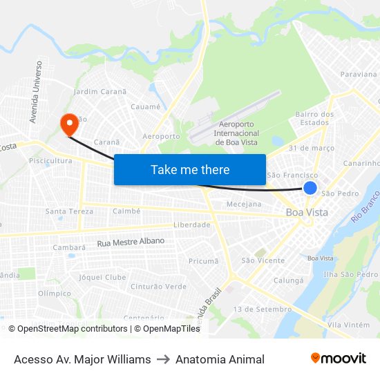 Acesso Av. Major Williams to Anatomia Animal map