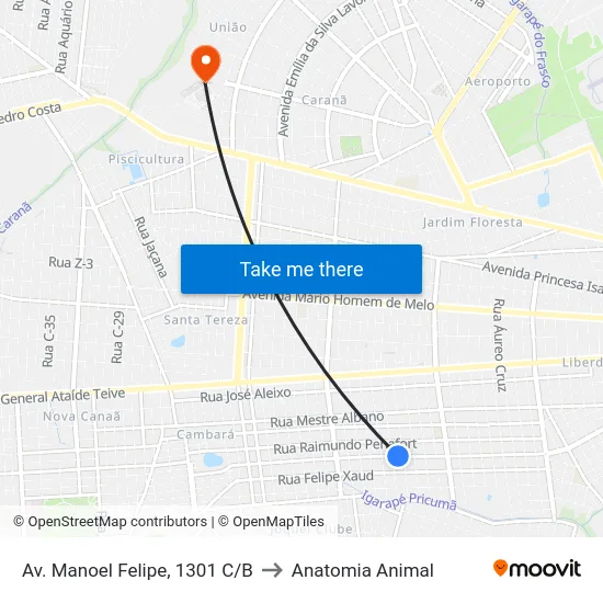 Av. Manoel Felipe, 1301 C/B to Anatomia Animal map