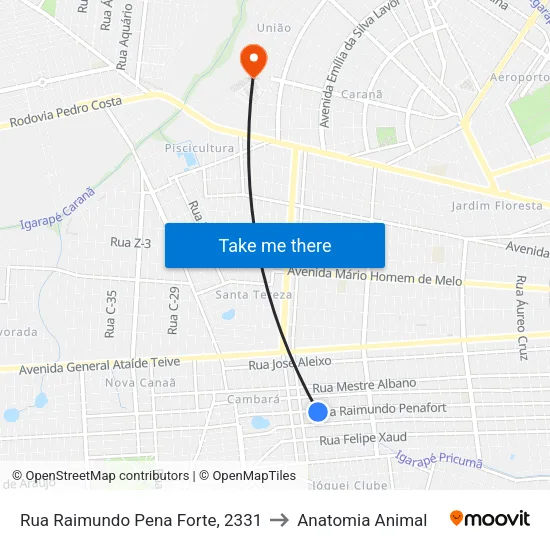 Rua Raimundo Pena Forte, 2331 to Anatomia Animal map