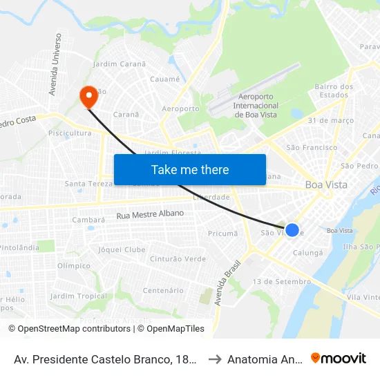 Av. Presidente Castelo Branco, 1899-1999 to Anatomia Animal map