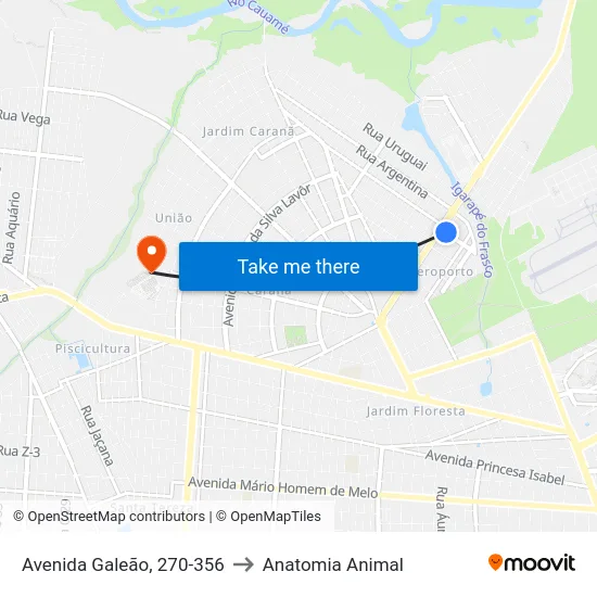 Avenida Galeão, 270-356 to Anatomia Animal map