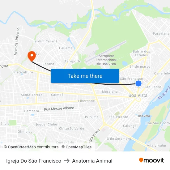 Igreja Do São Francisco to Anatomia Animal map