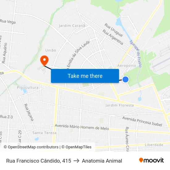 Rua Francisco Cândido, 415 to Anatomia Animal map