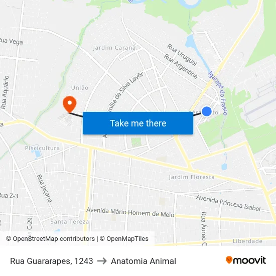 Rua Guararapes, 1243 to Anatomia Animal map