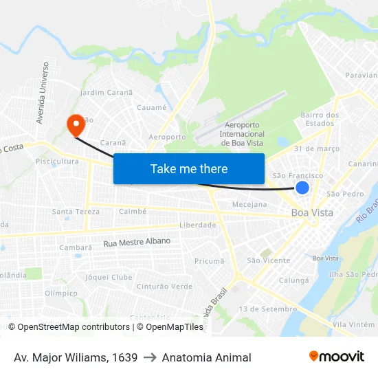 Av. Major Wiliams, 1639 to Anatomia Animal map