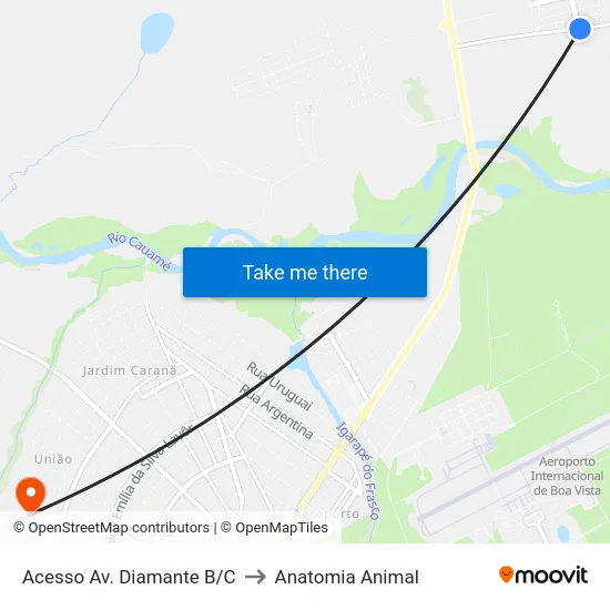 Acesso Av. Diamante B/C to Anatomia Animal map