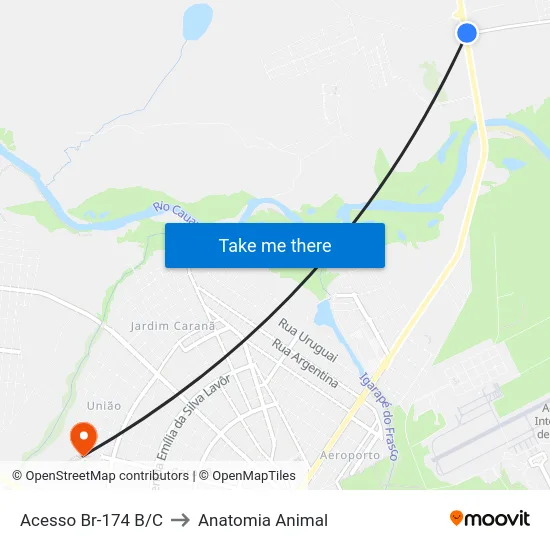 Acesso Br-174 B/C to Anatomia Animal map
