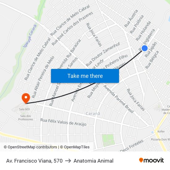 Av. Francisco Viana, 570 to Anatomia Animal map