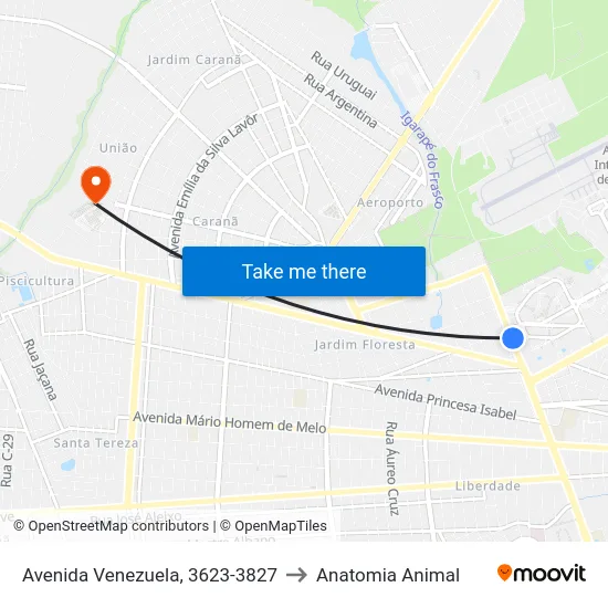 Avenida Venezuela, 3623-3827 to Anatomia Animal map