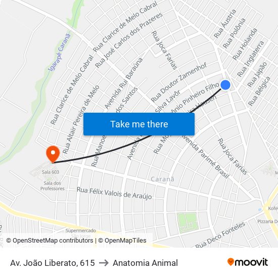 Av. João Liberato, 615 to Anatomia Animal map