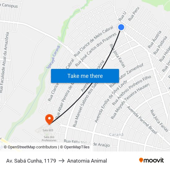 Av. Sabá Cunha, 1179 to Anatomia Animal map