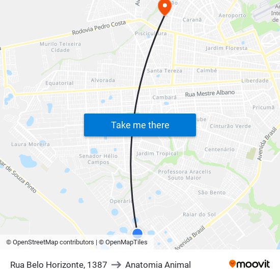 Rua Belo Horizonte, 1387 to Anatomia Animal map
