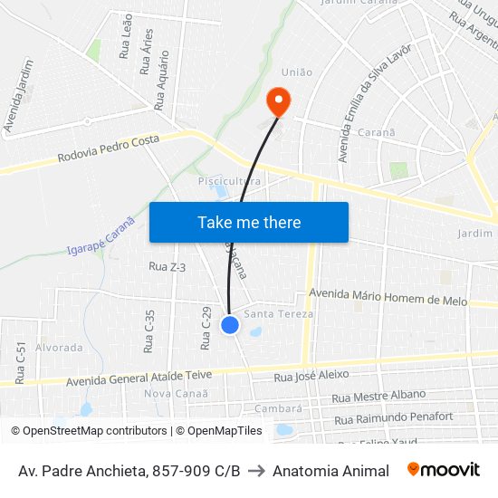 Av. Padre Anchieta, 857-909 C/B to Anatomia Animal map