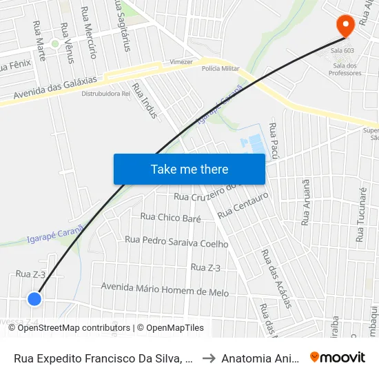 Rua Expedito Francisco Da Silva, 1542 to Anatomia Animal map