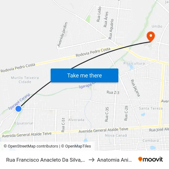 Rua Francisco Anacleto Da Silva, 17 to Anatomia Animal map