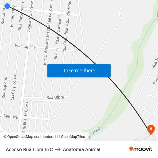 Acesso Rua Libra B/C to Anatomia Animal map