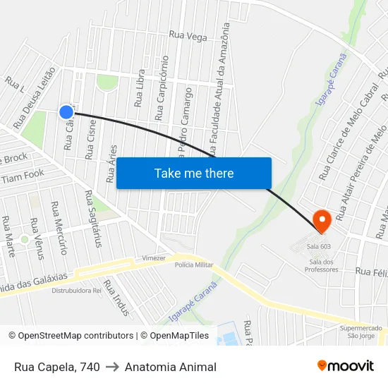 Rua Capela, 740 to Anatomia Animal map