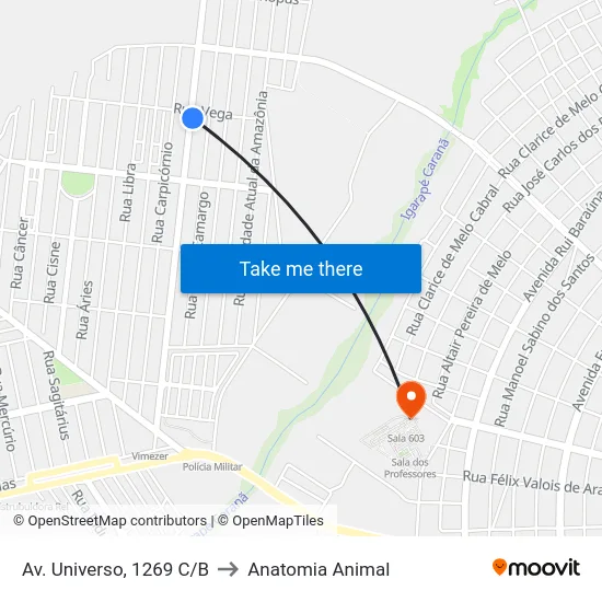 Av. Universo, 1269 C/B to Anatomia Animal map