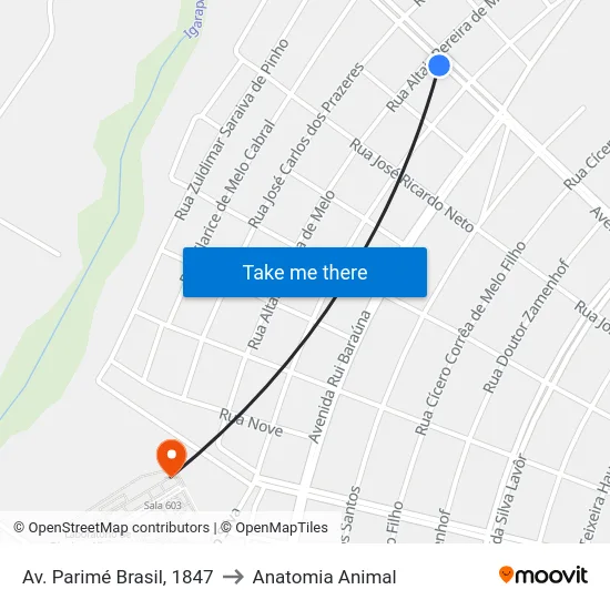 Av. Parimé Brasil, 1847 to Anatomia Animal map