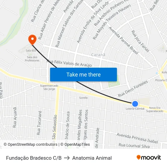 Fundação Bradesco C/B to Anatomia Animal map