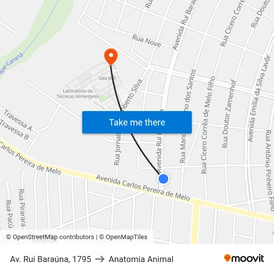 Av. Rui Baraúna, 1795 to Anatomia Animal map