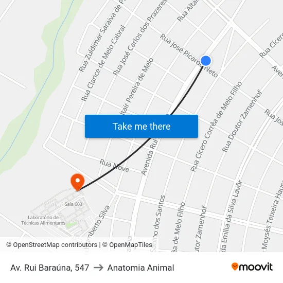 Av. Rui Baraúna, 547 to Anatomia Animal map