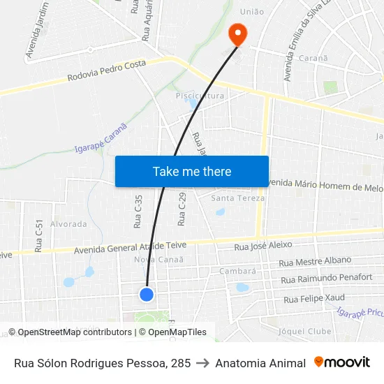 Rua Sólon Rodrigues Pessoa, 285 to Anatomia Animal map