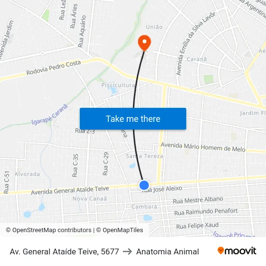 Av. General Ataíde Teive, 5677 to Anatomia Animal map
